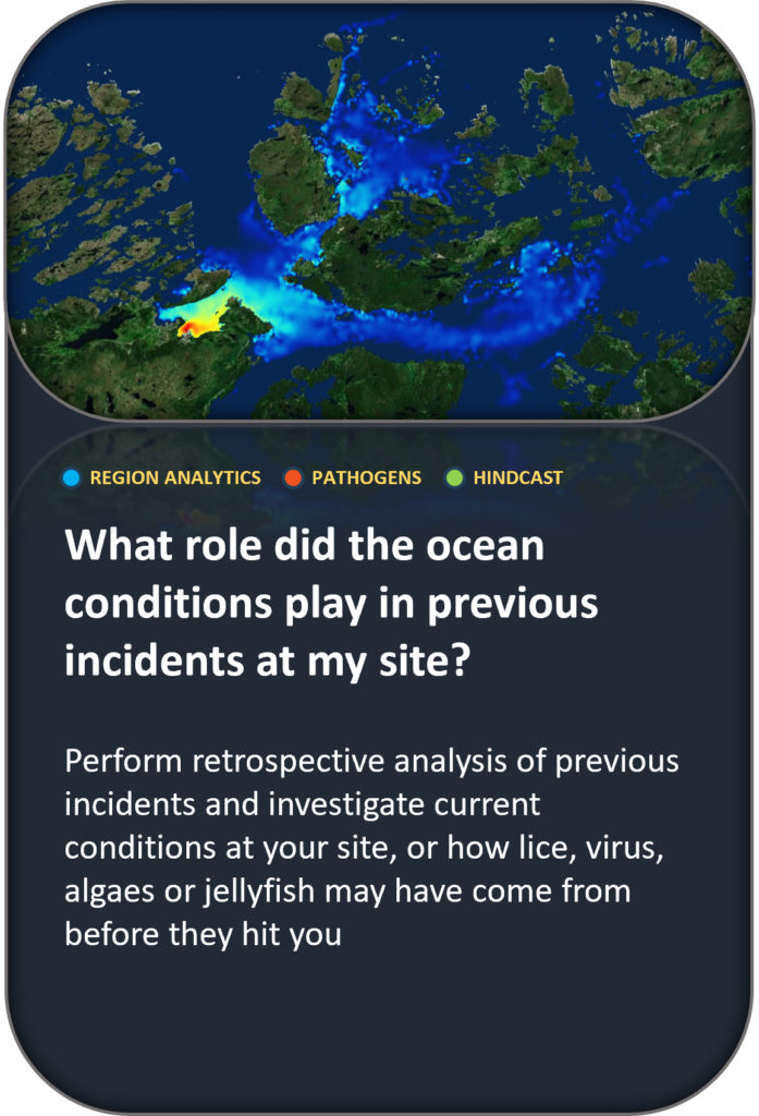 What role did the ocean conditions play in previous incidents at my site? Perform retrospective analysis of previous incidents and investigate current conditions at your site, or how lice, virus, algaes or jellyfish may have come from before they hit you