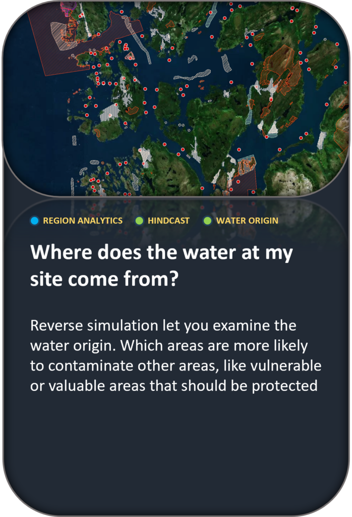 Where does the water at my site come from? Reverse simulation let you examine the water origin. Which areas are more likely to contaminate other areas, like vulnerable or valuable areas that should be protected